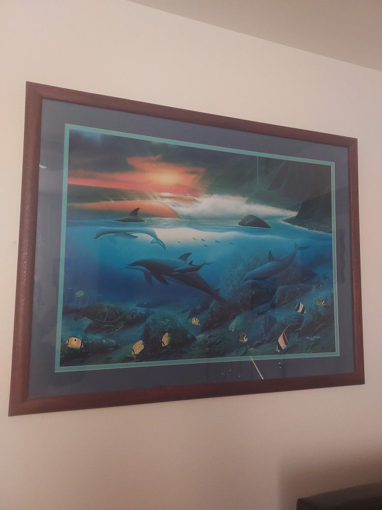 Ocean Picture And Mason Jar With Spout