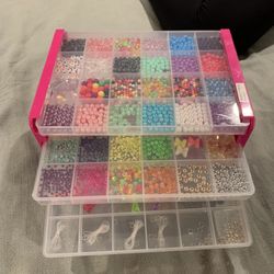 Bead Kit w/ Organizer – 90% Full – Great for Crafts, Jewelry & Bracelet Making