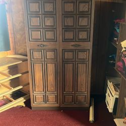 Vintage Metal Armoire Storage Closet