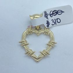 Gold Pendant Heart Style 14K New 