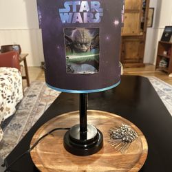 DISNEY STAR WARS YODA, DARTH VADER, STORM TROOPER TABLE LAMP 18" DOUBLE SHADE