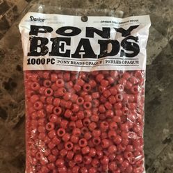 Darice Pony Beads 6 mm X 9 mm 1,000/Pkg Opaque RED for kids crafts and beading