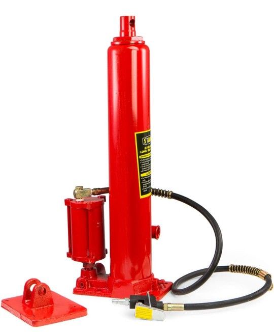 8 Ton Air/Hydraulic Long Ram Jack Piston Ram 8-Ton Capacity Cherry Crane Shop Engine Hoist Lift For Truck- 8.0 Lbs, Red
