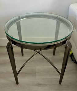 Italian Side Table, Glass And Chrome