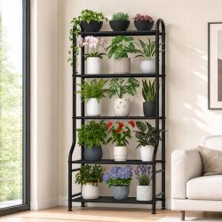 Water Resistant Metal Plant Flower Pot Stand Holder Indoor Outdoor Size Length 26", Height 65" New Condition 