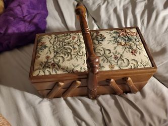 Vintage Wooden Accordion Sewing Box