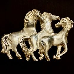 Sterling Silver 3 Horse Brooch