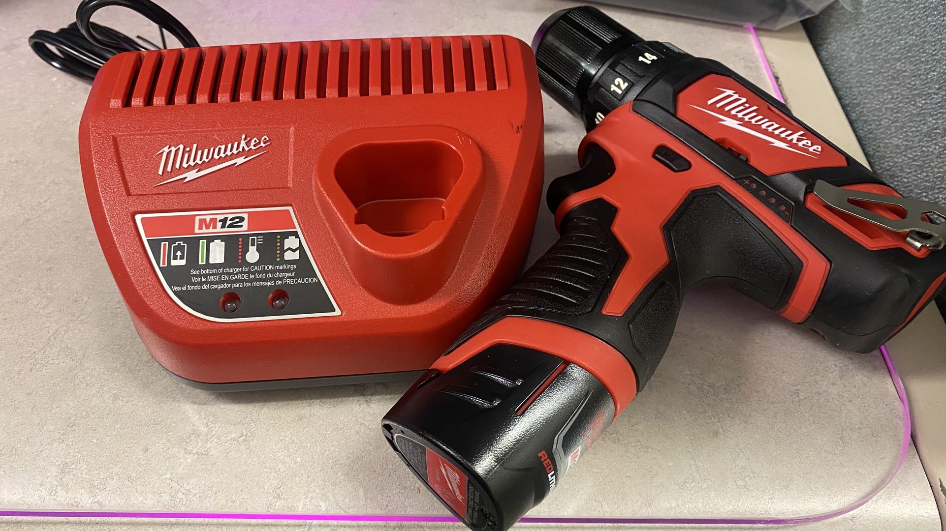 Milwaukee Drill: 12V DC, Subcompact 3/8 In Chuck, 1,500 Rpm Max, 275 In-lb Max Torque, M12 With charger And Battery