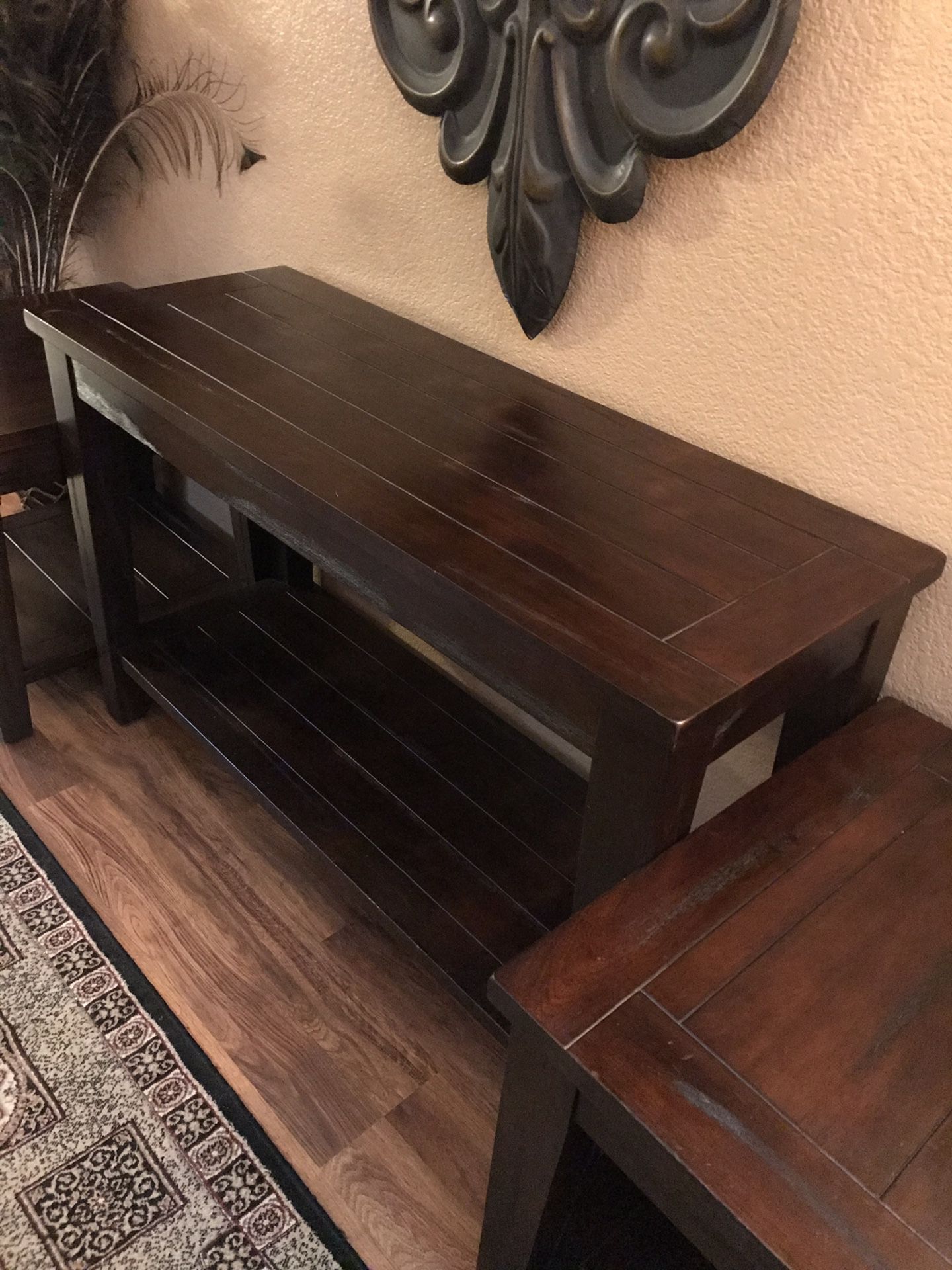Beautiful, Elegant, Heavy, Very Sturdy & Almost NEW tables Set, Real Wood, Dark Brown Color.