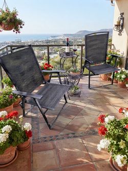 Outdoor Patio Set with Chairs and Plant Stand/Table