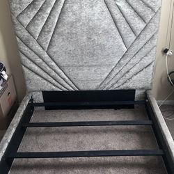 Grey Crushed Velvet Bed Frame 