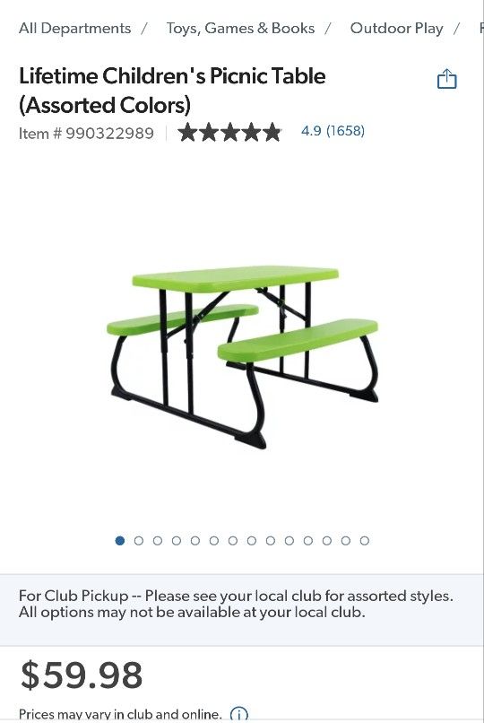 Lifetime Kids Picnic Table