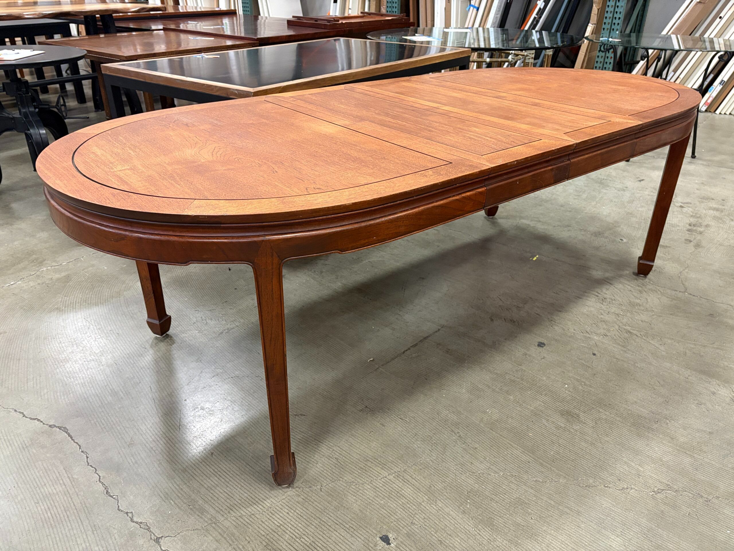 Antique Ming Dynasty Mahogany Dining Table with 2 Leaf Inserts