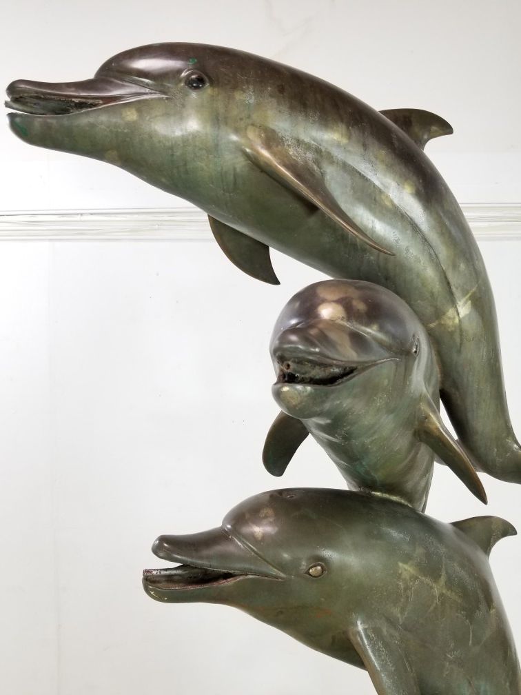 monumental bronze Dolphins water fountain
