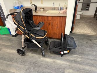 Brand New 3-in-1 Luxury Baby Stroller & Infant Car Seat Combo – Black & Gold