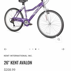 WOMAN’S KENT AVALON MOUNTAIN BIKE LIKE NEW $130