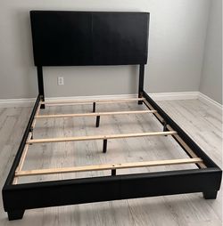 Full size bed frame and box spring dark brown