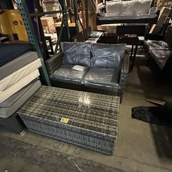 Brand New 3 Pcs Wicker rattan Patio Furnitur Sectional Sofa Set table 