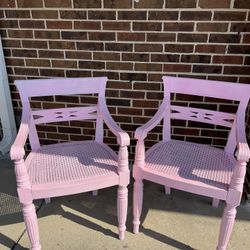 set of two pink statement chairs