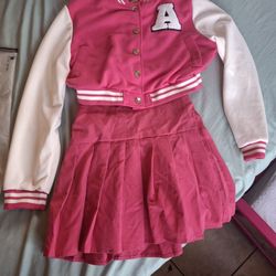 Kids Letterman Jacket And Matching Skirt