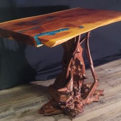 Unique One Of  a Kind All Cedar Live Edge RiverTable 35" L  X 18 3/4 W. × 26 1/2 H.