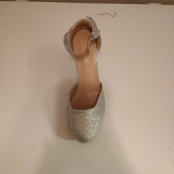 Silver Glitter Shoes Size 8