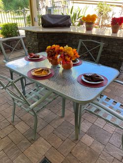 Free- Beautiful sage, green patio table and chairs
