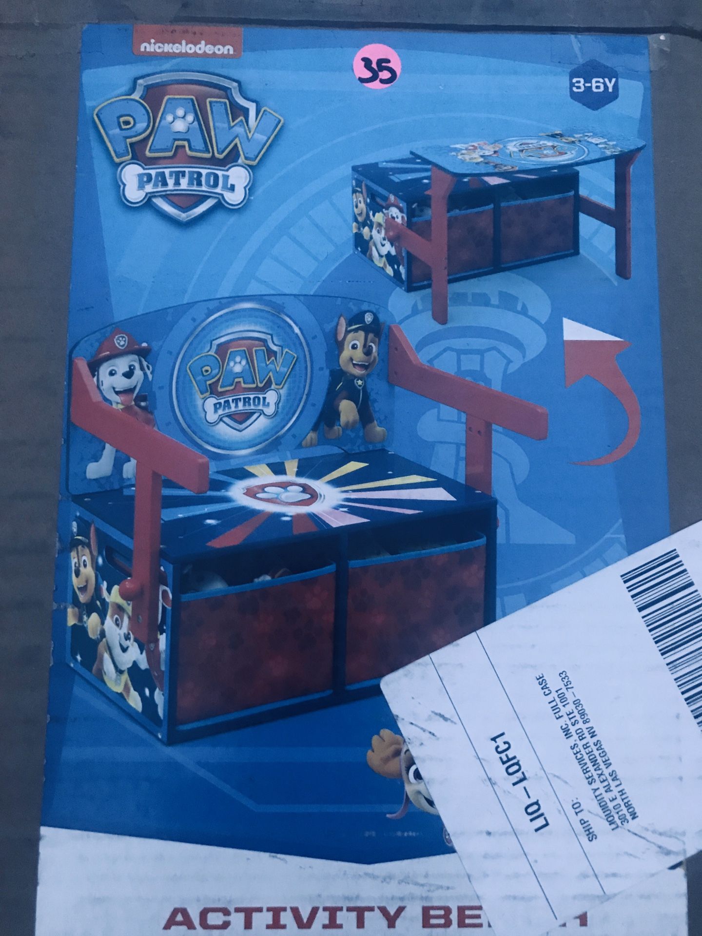 Paw patrol activity bench