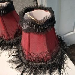 Vintage Style Burgundy Bell Shaped Lamp Shade With Black Fringe 
