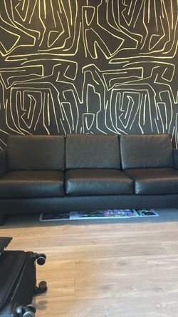 Black Faux Leather 3-Seat Sofa