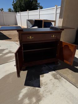 Vintage Drexel Solid Wood Drop-Leaf Buffet / Server Cabinet