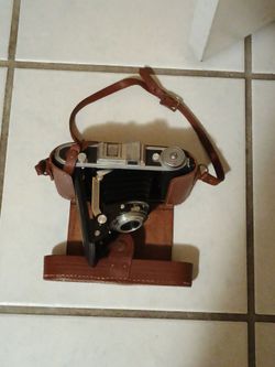 Vintage Folding Film Camera with Leather Case