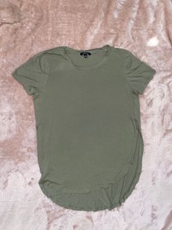 Olive Green Shirt/ Short Cuts on both sides Size Large Runs like a Medium almost