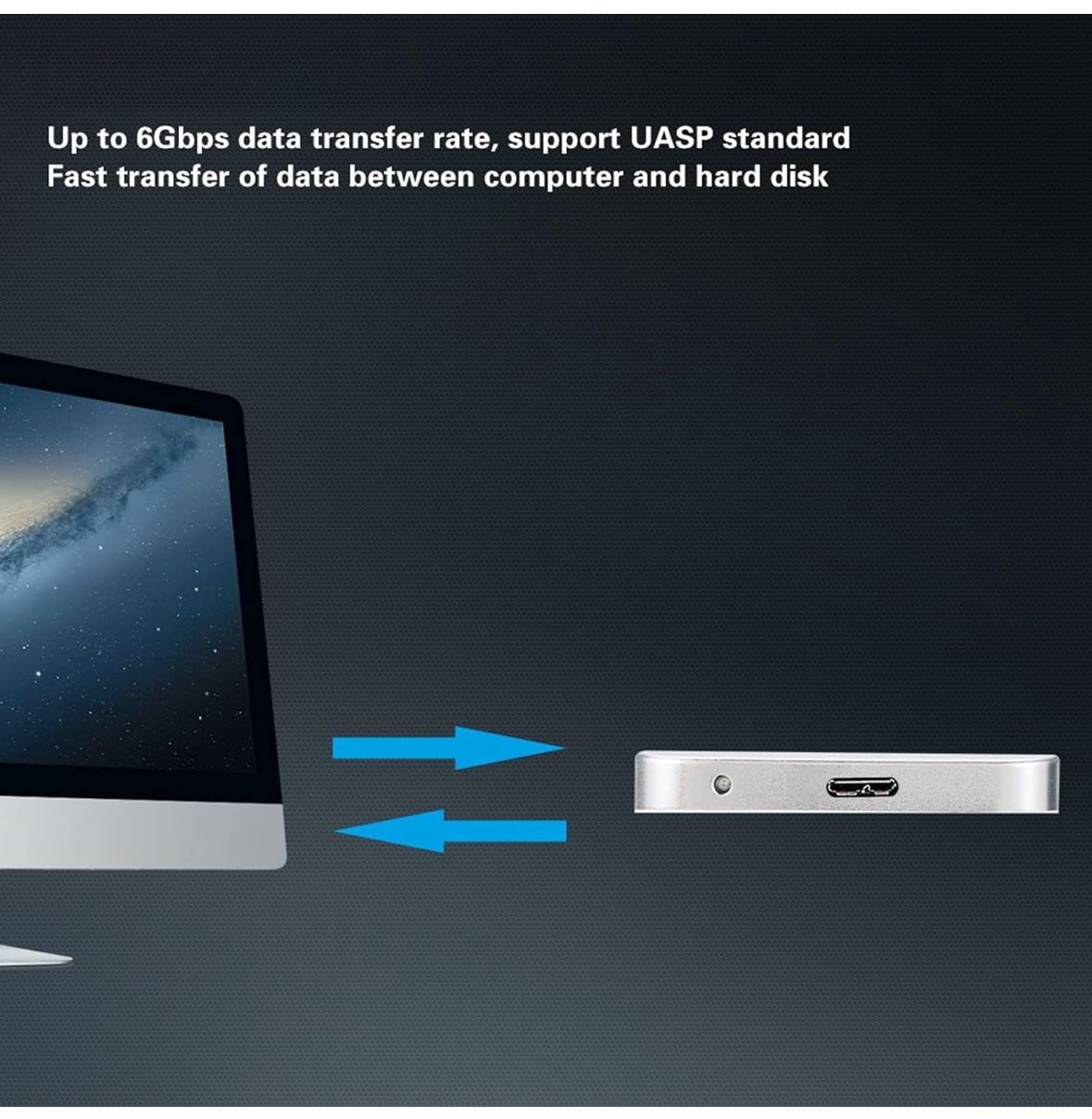 3-3 2.5 Inch to USB 3.0 External Hard Drive Enclosure Ultra Slim SSD HDD Case Support 4TB 6Gbps UASP Hot Swap (Greensen3yv1xe9oni-5S)