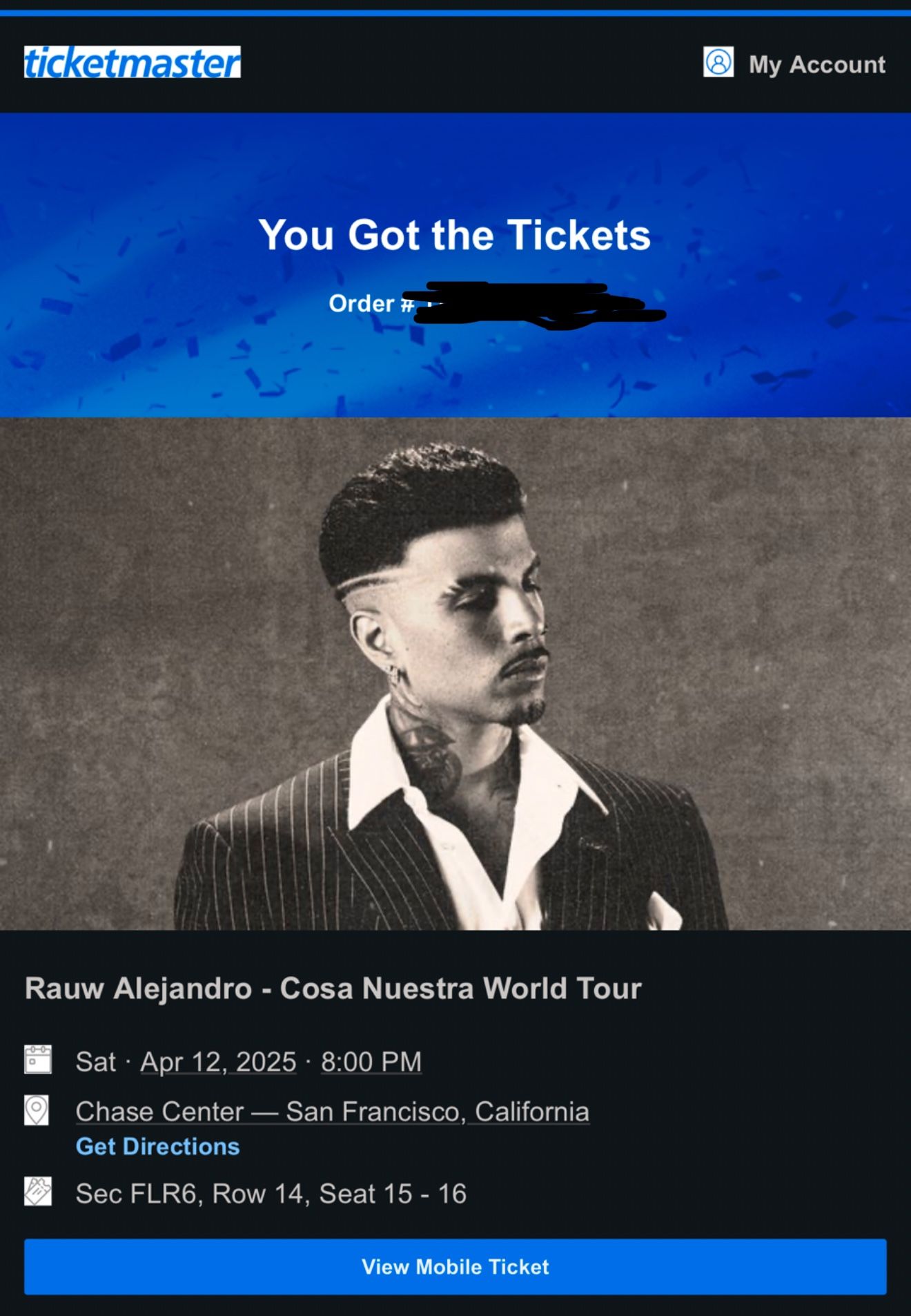 Rauw Alejandro Floor Seats San Francisco 4/7 Show