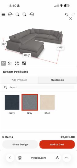 Large Gray  modular Sofa with Chaise