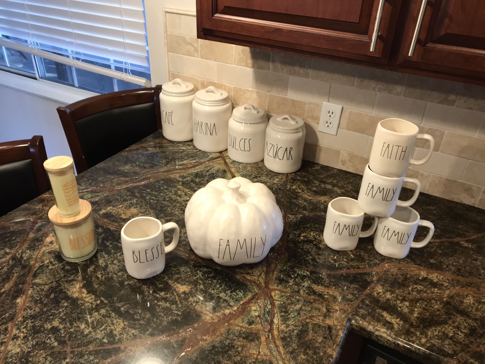 Rae Dunn Large FAMILY pumpkin / BLESSED mug set. Bundle discounts available- Slide pictures.. 🤠