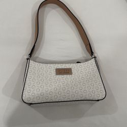 White And Beige Guess Los Angeles Shoulder Bag