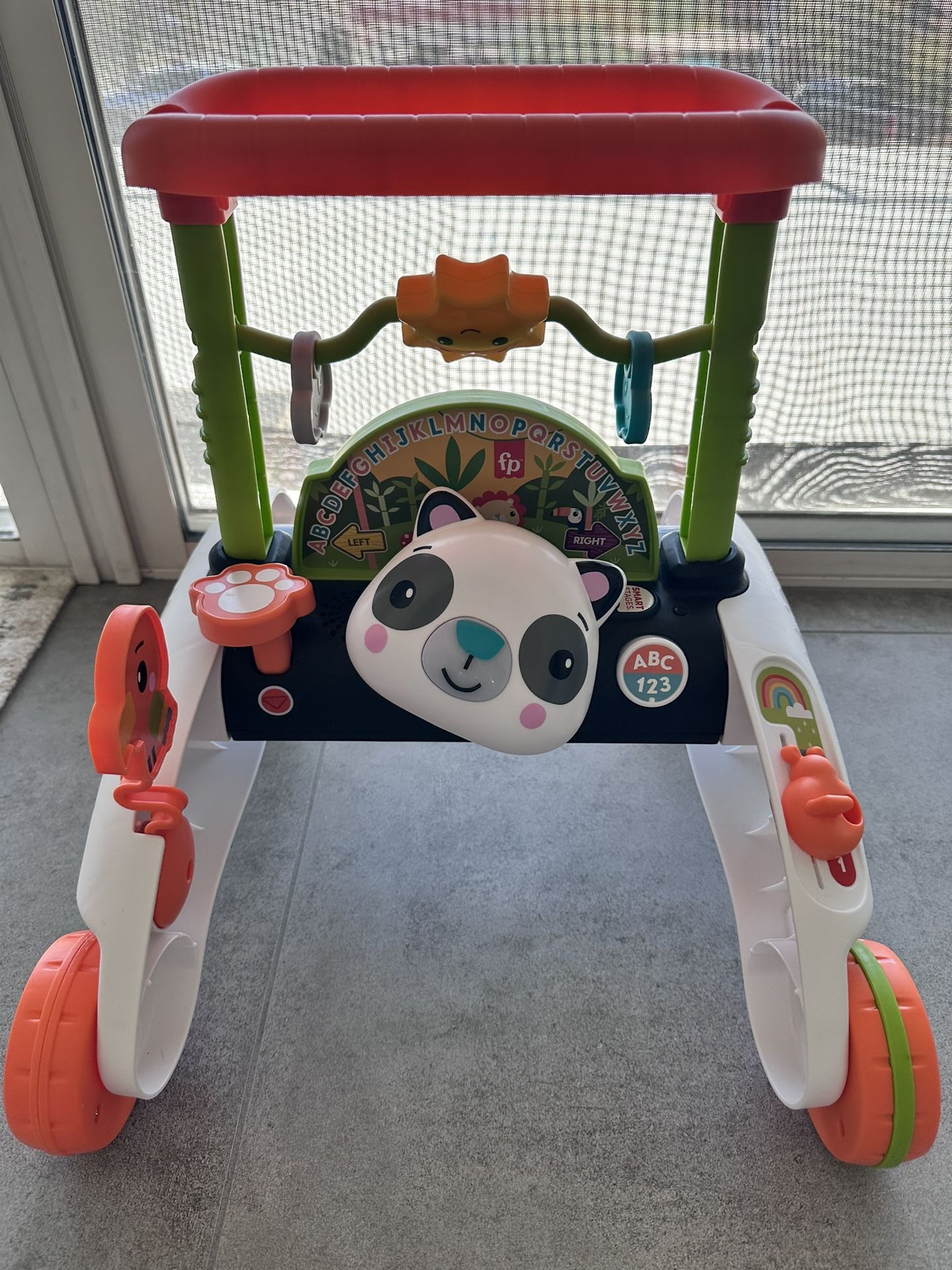 Fisher-Price Baby & Toddler Toy Panda Walker with Smart Stages Learning & Blocks for Ages 6+ Months, 2-Sided Steady Speed