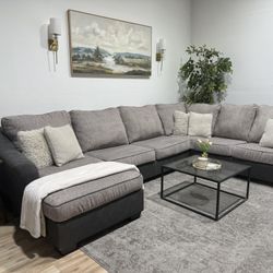 Large Grey Ashely’s Sectional Couch - Delivery Available 