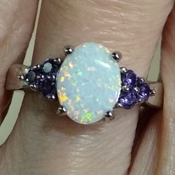 Size 6 Stunning NEW In Box With Tags Opal Amethyst Ring! 💍