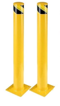 NEW! 2 PACK of 48 Inch Steel Safety Bollards, 4.5 Inch Diameter Parking Bollard Posts