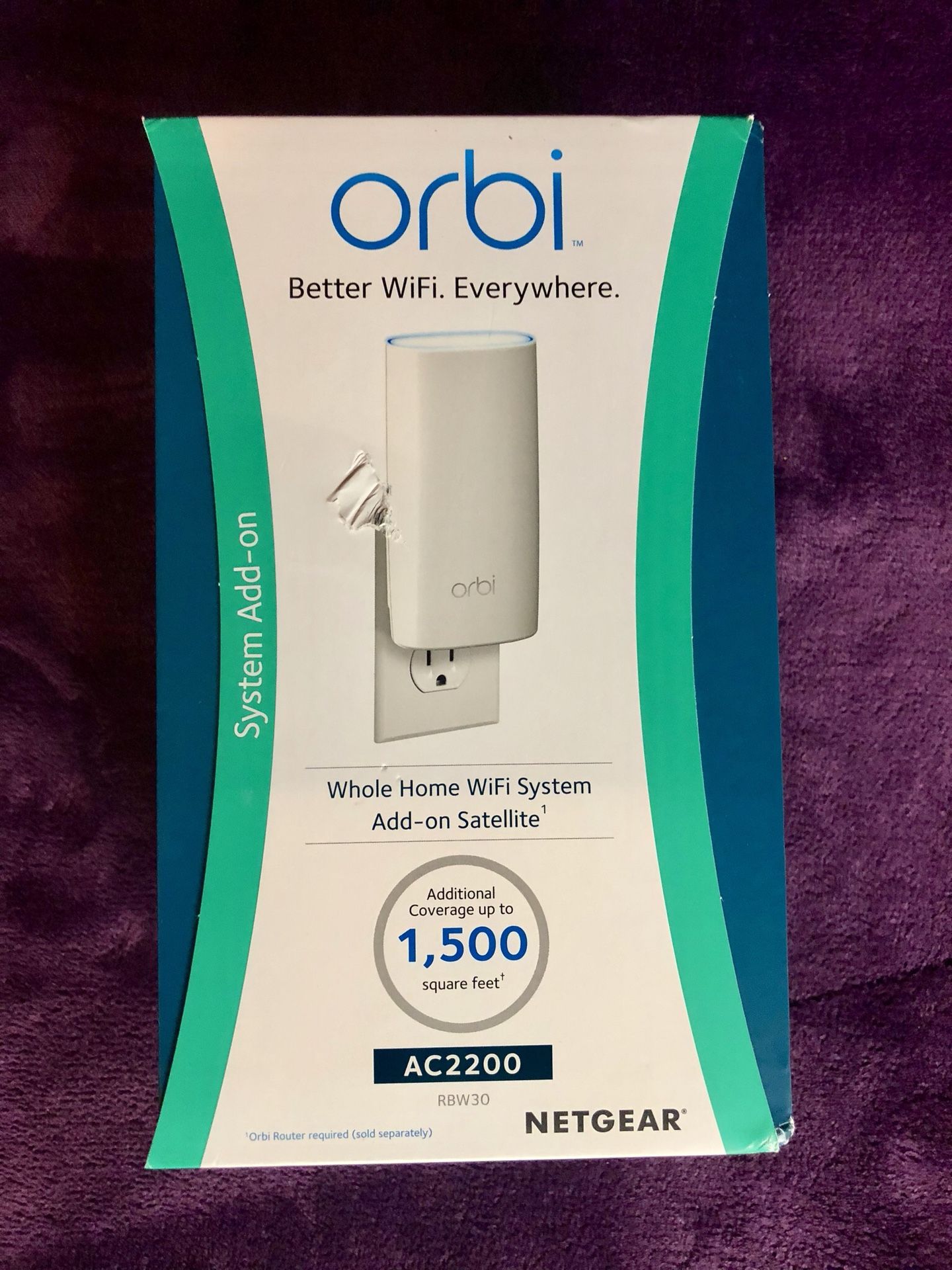Orbi Plug-in Satellite whole home WiFi system RBW30