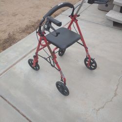 Drive Medical Durable 4-Wheel Rollator with 7.5" Casters, Red:
