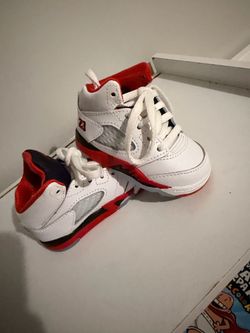 Air Jordan 5 Toddler Sneakers White Red