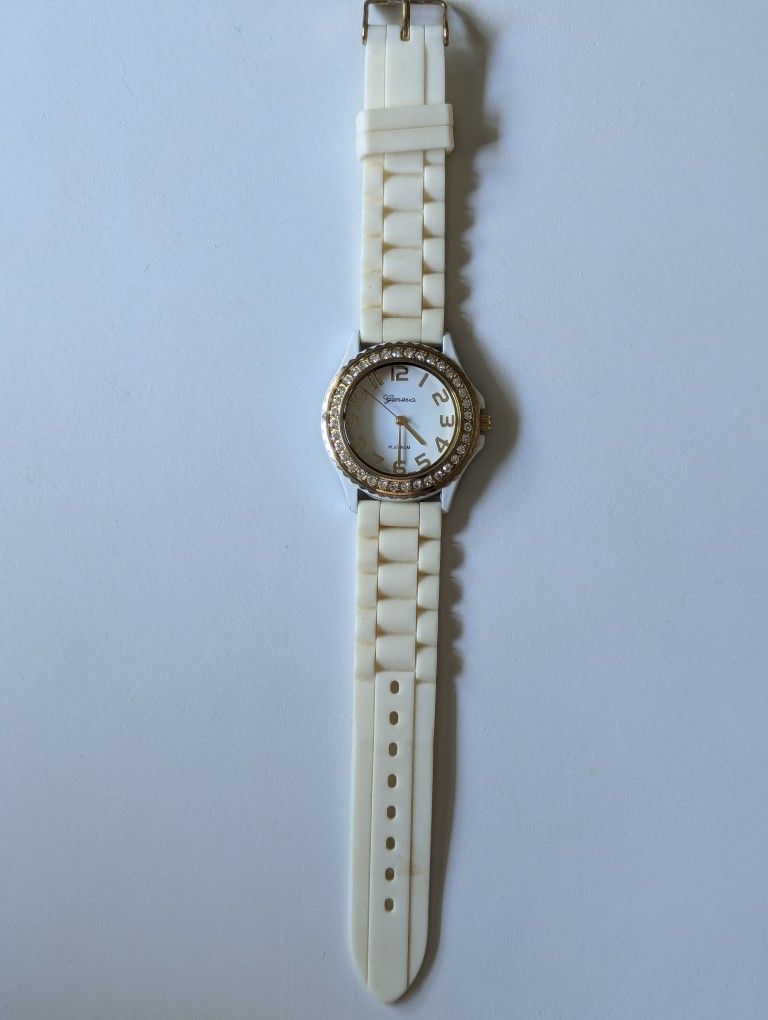 Women's White and Gold Charming Charlie Watch