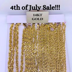 14K Diamond Cut Rope Chain sale! 1-12mm in stock now. 13mm and up can be ordered.