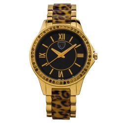 Casual 29mm Case Leopard Print Link Ladies Watch