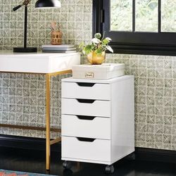 Loring Rolling Cabinet White - Threshold