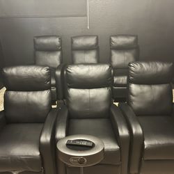 Set of six reclining theater chairs